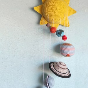 Solar System mobile amigurumi crochet pattern, solar system planets, tapestry, space crochet pattern, decoration child's room pattern 画像 6