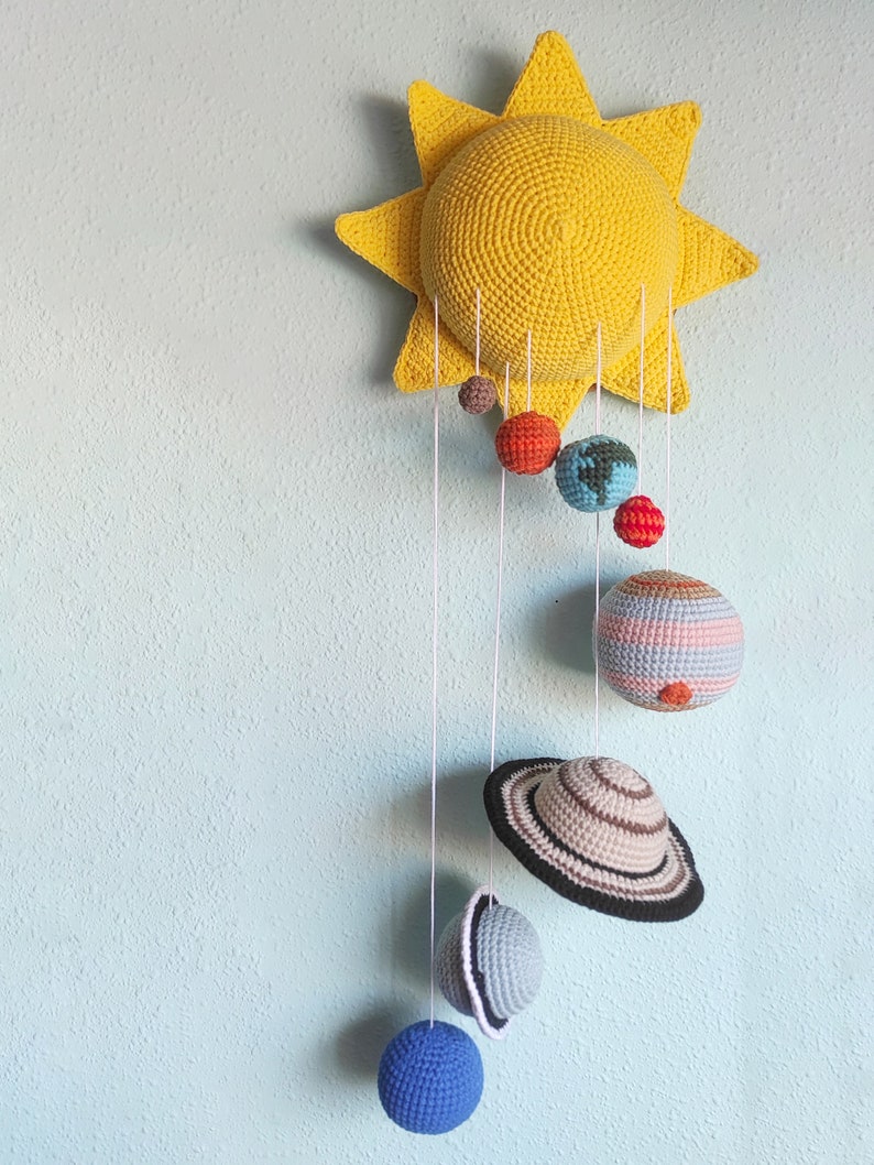 Solar System mobile amigurumi crochet pattern, solar system planets, tapestry, space crochet pattern, decoration child's room pattern 画像 6