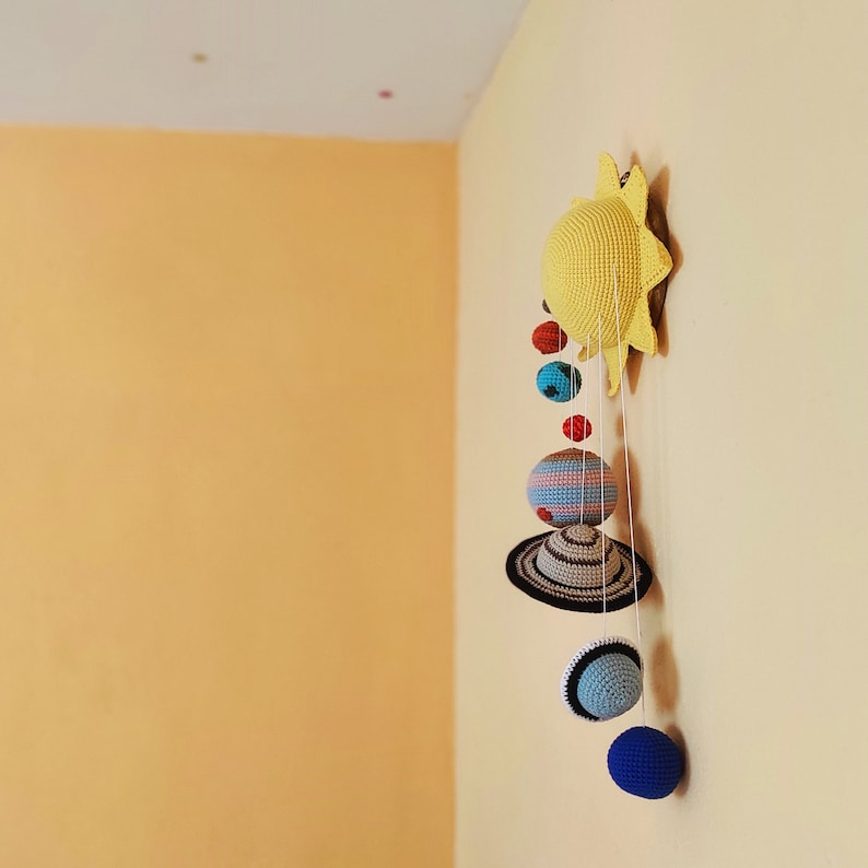 Solar System mobile amigurumi crochet pattern, solar system planets, tapestry, space crochet pattern, decoration child's room pattern 画像 3