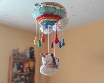 Unicorn Baby Mobile Crochet Pattern: Rainbow Nursery Decor (PDF Pattern)