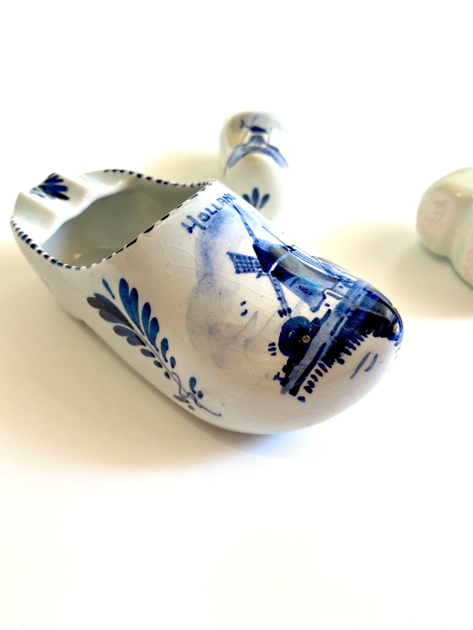 Dutch Porcelain Shoe, Vintage Ashtray Shoe, Delft Blue Shoe, Hand
