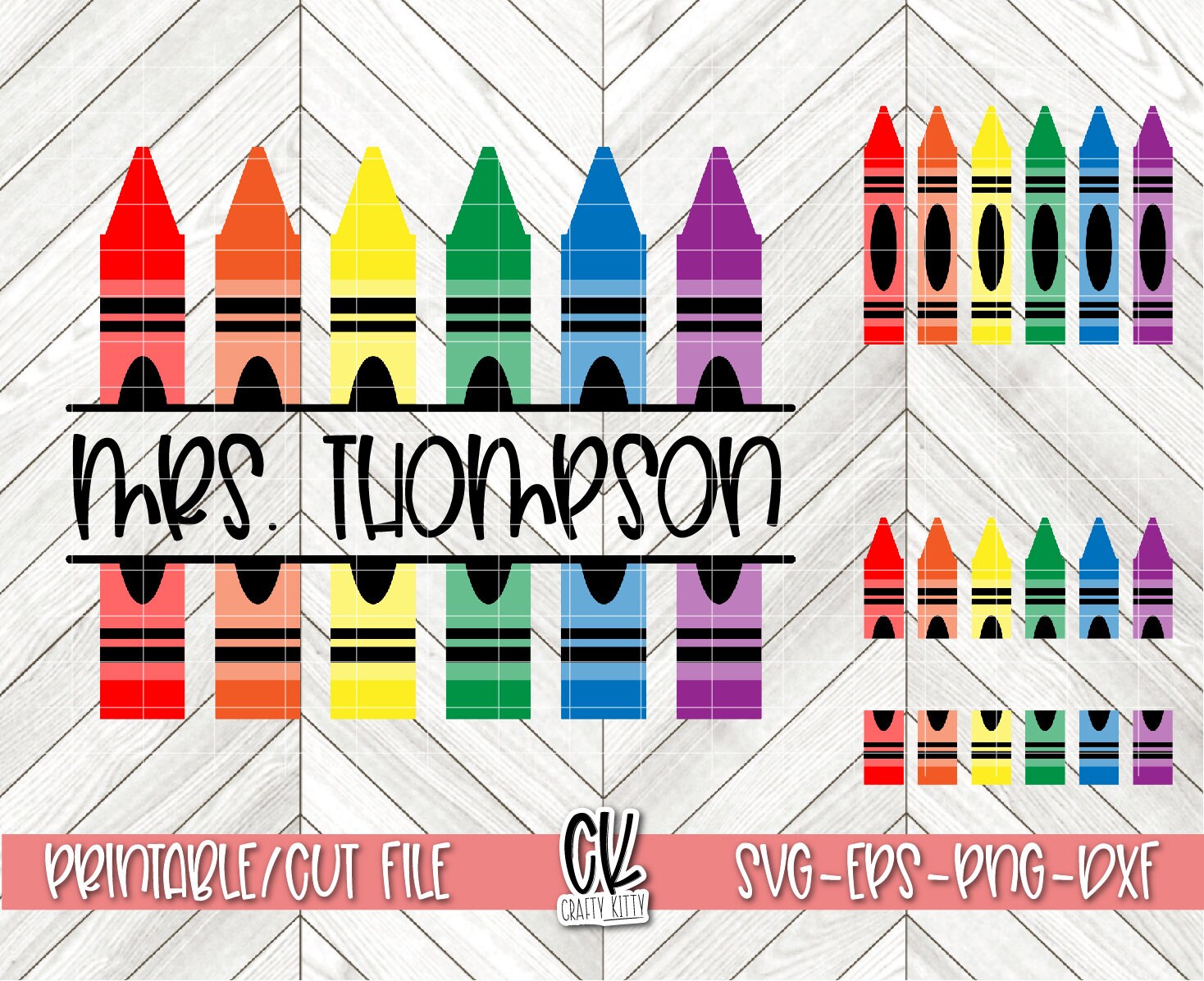 Crayon SVG Bundle Crayon Monogram Teacher Monogram Name Etsy
