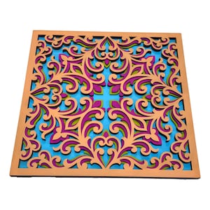 Wooden Home Decor , 3D Mandala Wood Art , Mandala Wall Hanging, Mandala Wood Art, 3D Layered Mandala , Mandala Wall Art, Large Wood Wall Art