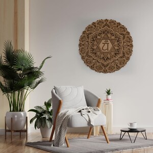 Anahata Chakra Mandala , Layered Mandala Art , Wooden Home Decor , Large Wall Art , Modern Wall Art , Unique Wall Art , Boho Wall Decor
