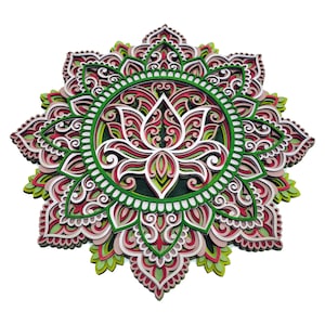 Lotus Flower Mandala , Mandala Wall Art , Changing Colors Art , Wood Wall Decor, Boho Wall Decor , Mandala Wall Hanging, Minimalist Wall Art