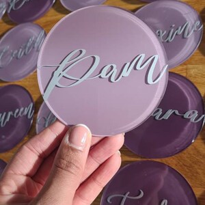 Wedding Place Names Acrylic Circular Table Place Names Wedding Table Decor Personalised Circular Place card Wedding Table Names image 9