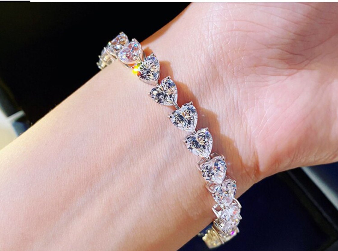 Heart Tennis Bracelet 925 Sterling Silver 5mm Great Gift - Etsy