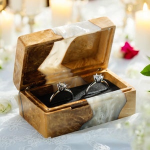 Handmade Wooden Resin Ring Box: Engagement, Wedding, Anniversary