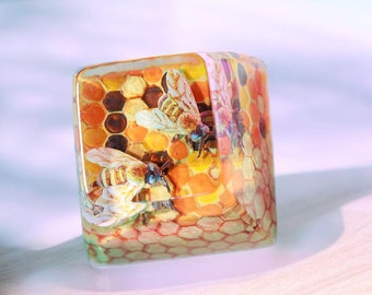 Keycaps Bee artisan, Artisan keycaps, Keycaps anime cute, Keycap Cherry MX, orange keycaps, keycap spacebar, handmade gift, gift for him