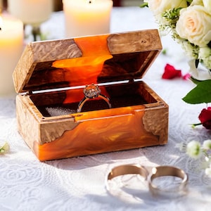 Handmade Wooden Resin Ring Box: Engagement, Wedding, Anniversary