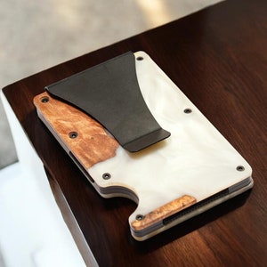 Porta biglietti in resina epossidica, porta biglietti da visita, porta carte regalo, porta biglietti bianco in legno, regalo di Natale, regalo di inaugurazione della casa, regalo di compleanno