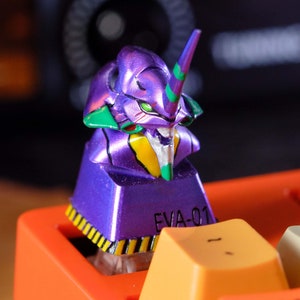 Keycap Eva Artinsan Resin, Custom Artisan keycaps, Keycaps anime cute, Purple keycaps, Mechanical keyboard, Keycap Cherry MX, Handmade gift