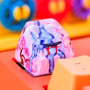 Cherry Blossom Torii Gate Artisan Keycap: Handmade ESC Keycap