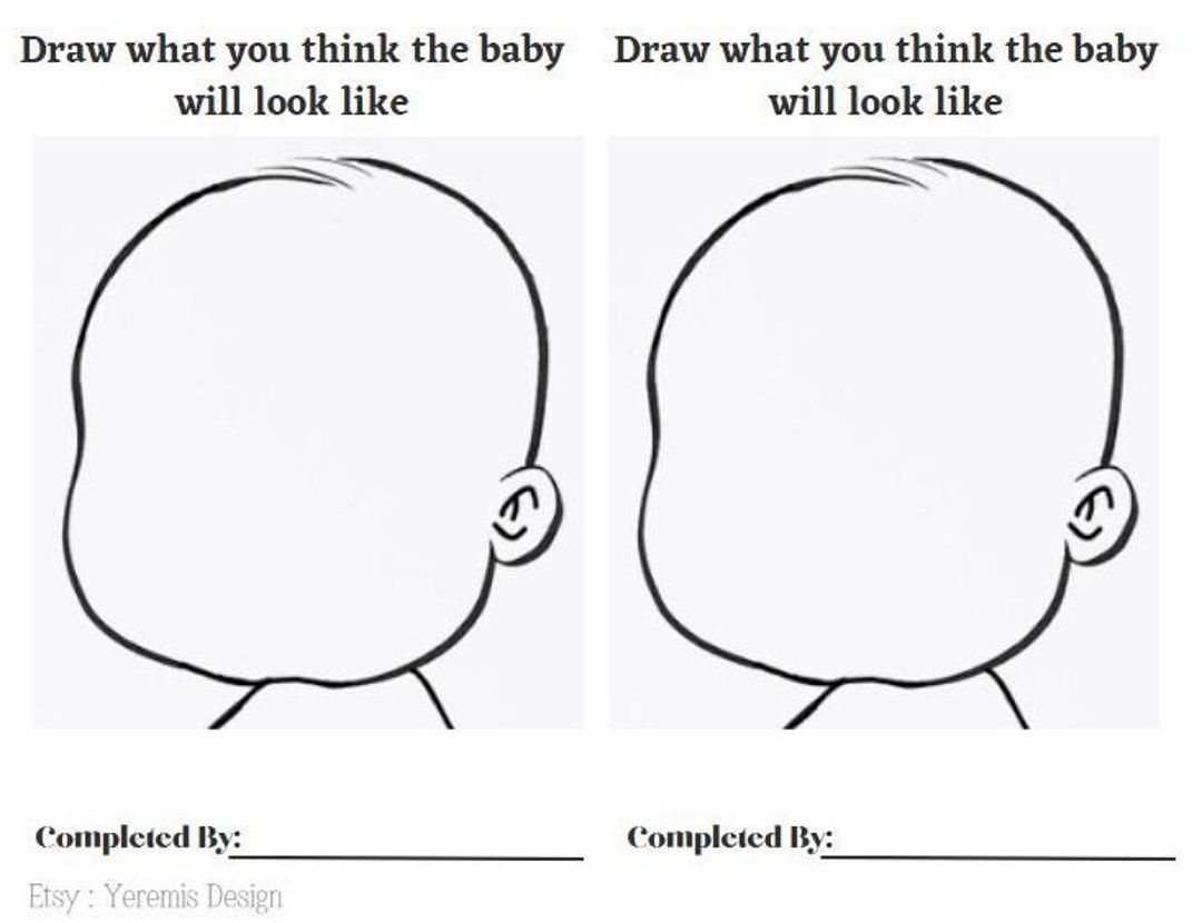 Baby Face Drawing Baby Shower Fun Draw Game Digital Instant Printable ...