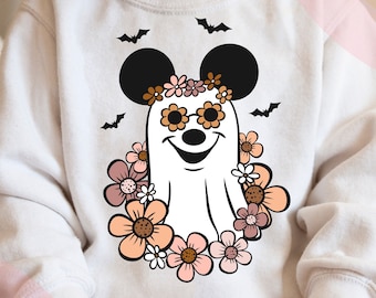 Floral Mouse Ghost Sublimation design PNG, Fall Sublimation design, Fall png, Ghost Png, Sublimation file