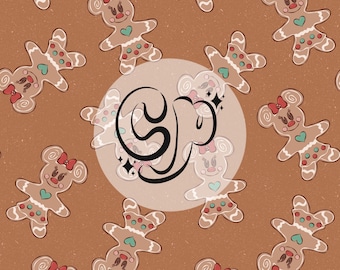 Christmas Mouse Gingerbread Cookies Seamless Pattern, Christmas Mouse Snacks Repeat Pattern, Seamless Pattern for Fabric Sublimation