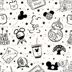 Magical Mouse World Seamless Pattern, Seamless Repeat Pattern for Fabric Sublimation, Seamless File, Magical seamless file