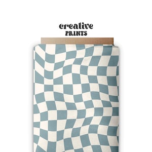 Blue Wavy Checkerboard Seamless File, Seamless Pattern for Fabric Sublimation