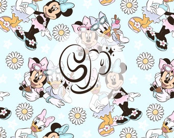 Summer Mouse Girls Seamless Pattern, Magical Summer Seamless file for fabric Sublimation, Summer Pattern, Magical Seamless file