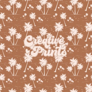 Boho Palm Tree Beach Seamless Pattern, Summer Seamless File Commercial & Personal Use
