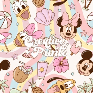 Summer Mouse and Friends Seamless Pattern, Summer Seamless file for fabric Sublimation, Summer Pattern, Magical Seamless file