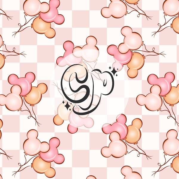 Magical Balloons Seamless file, Pastel Colors Mouse Seamless Pattern