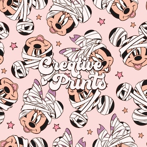 Mummy Mouse Seamless file, Magical Halloween seamless pattern, Mouse seamless files for fabric Sublimation