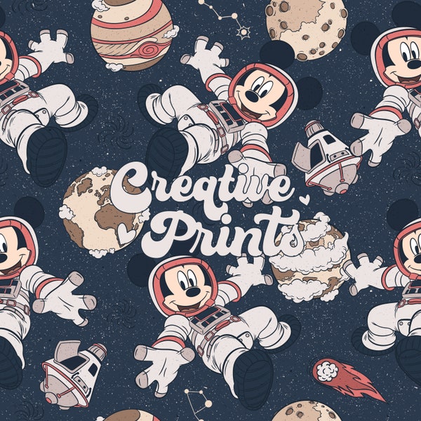 Mouse Astronaut Seamless Pattern, Space Seamless file, Magical Pattern, Planets Seamless file for fabrics