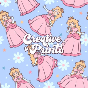 Princess seamless pattern, Peach seamless file, Seamless Repeat Pattern for fabric Sublimation
