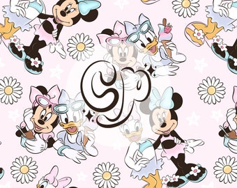 Summer Mouse Girls Seamless Pattern, Magical Summer Seamless file for fabric Sublimation, Summer Pattern, Magical Seamless file