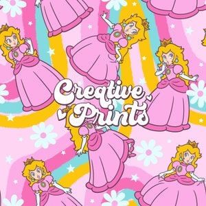 Princess seamless pattern, Peach seamless file, Seamless Repeat Pattern for fabric Sublimation