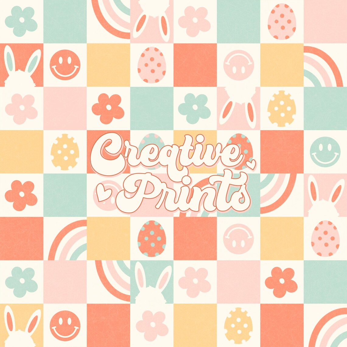 Retro Easter Checkerboard Seamless Repeating Pattern for Fabric ...