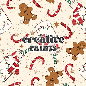 Christmas Cookies and Milk Seamless Pattern, Cookies for Santa, Christmas Seamless File, Digital Pattern, Repeat Pattern for commercial use
