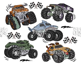 Monster Trucks Sublimation PNG, Cars Png, Boys Tshirt Sublimation file