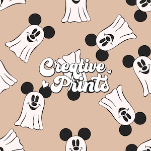 Simple Mouse Ghosts Seamless file, Halloween Seamless Pattern, Spooky Seamless file, Magical Seamless file for fabrics