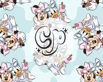 Summer Mouse Girls Seamless Pattern, Magical Summer Seamless file for fabric Sublimation, Summer Pattern, Magical Seamless file