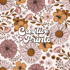 Fall Floral Seamless Repeat Pattern, Boho floral seamless file for fabric printing, Commercial use