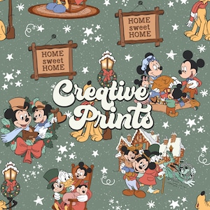 Vintage Mouse Christmas Seamless Pattern, Christmas Seamless Repeat Pattern, Magical Christmas Seamless Pattern for Fabric Sublimation