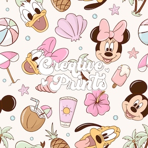 Summer Mouse and Friends Seamless Pattern, Summer Seamless file for fabric Sublimation, Summer Pattern, Magical Seamless file