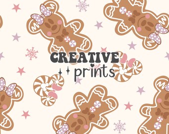 Christmas Mouse Gingerbread Cookies Seamless Pattern, Christmas Mouse Snacks Repeat Pattern, Seamless Pattern for Fabric Sublimation