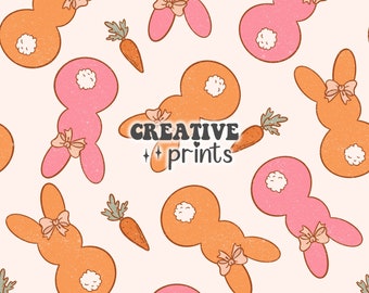 Boho Easter Seamless File, Easter Bunnies Seamless pattern, Peachy Easter pattern for fabric Sublimation