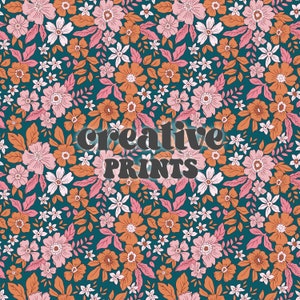 Autumn Floral Seamless Repeat Pattern, Muted boho flowers for fabric printing, Little flowers seamless file, Digital Pattern