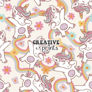 Unicorn rainbow seamless pattern, Summer seamless file, floral unicorn seamless repeat pattern for fabrics