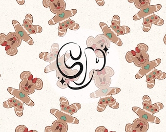 Christmas Mouse Gingerbread Cookies Seamless Pattern, Christmas Mouse Snacks Repeat Pattern, Seamless Pattern for Fabric Sublimation