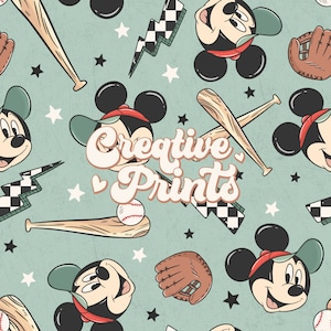 Baseball Mouse Seamless Pattern for boys, Mouse Seamless file, Seamless Repeat Pattern for fabrics