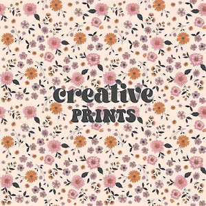 Little Flowers Seamless Repeat Pattern muted boho flowers for fabric printing, Little flowers seamless file, Digital Pattern