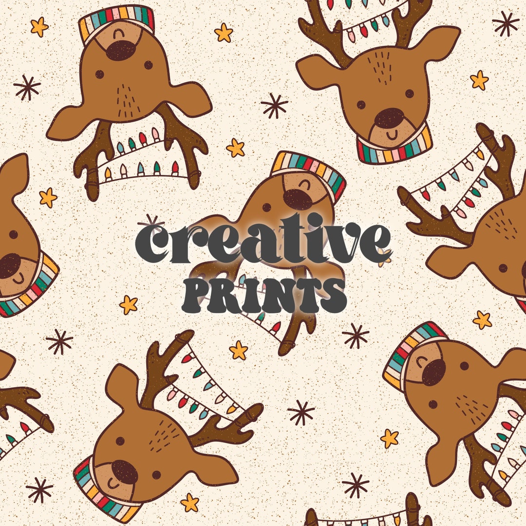 Christmas Seamless Pattern, Cute Reindeer Seamless Pattern for ...