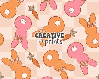 Boho Easter Seamless File, Easter Bunnies Seamless pattern, Peachy Easter pattern for fabric Sublimation