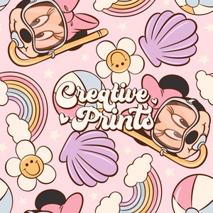 Summer Mouse diver seamless pattern, Magical Summer Seamless file for fabric Sublimation