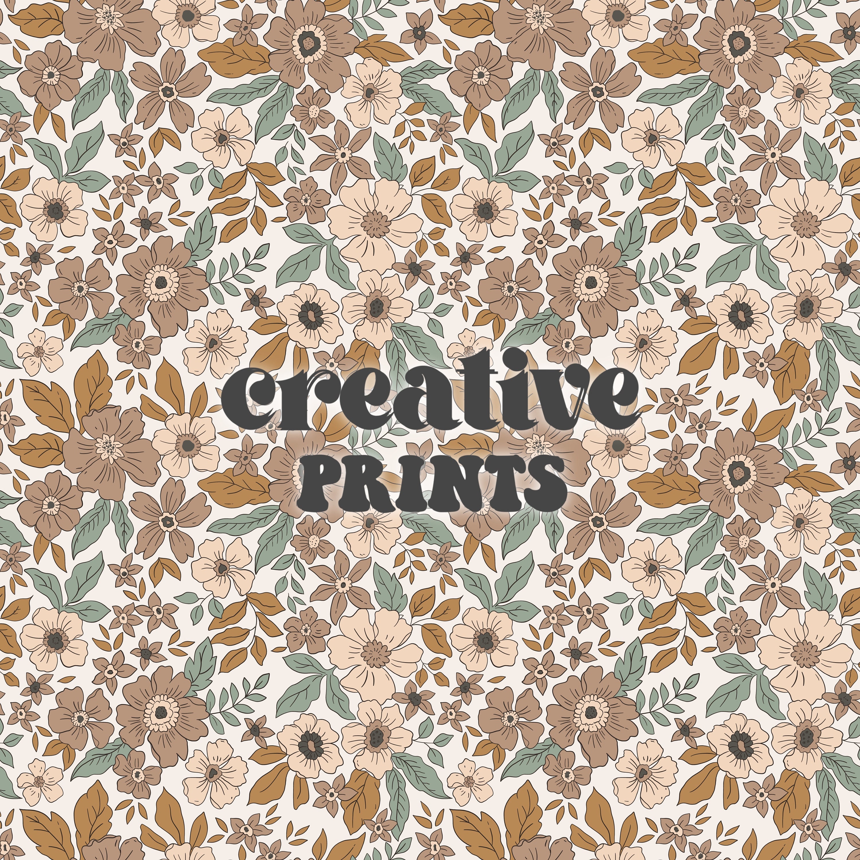 Neutral Floral Seamless Repeat Pattern Muted Boho Flowers for Fabric ...